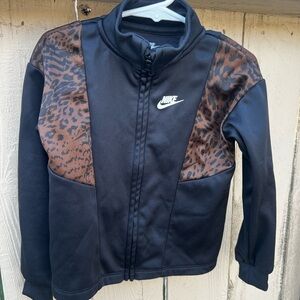 Nike Kids Black and Leopard Print Zip Up Jacket Size 4T